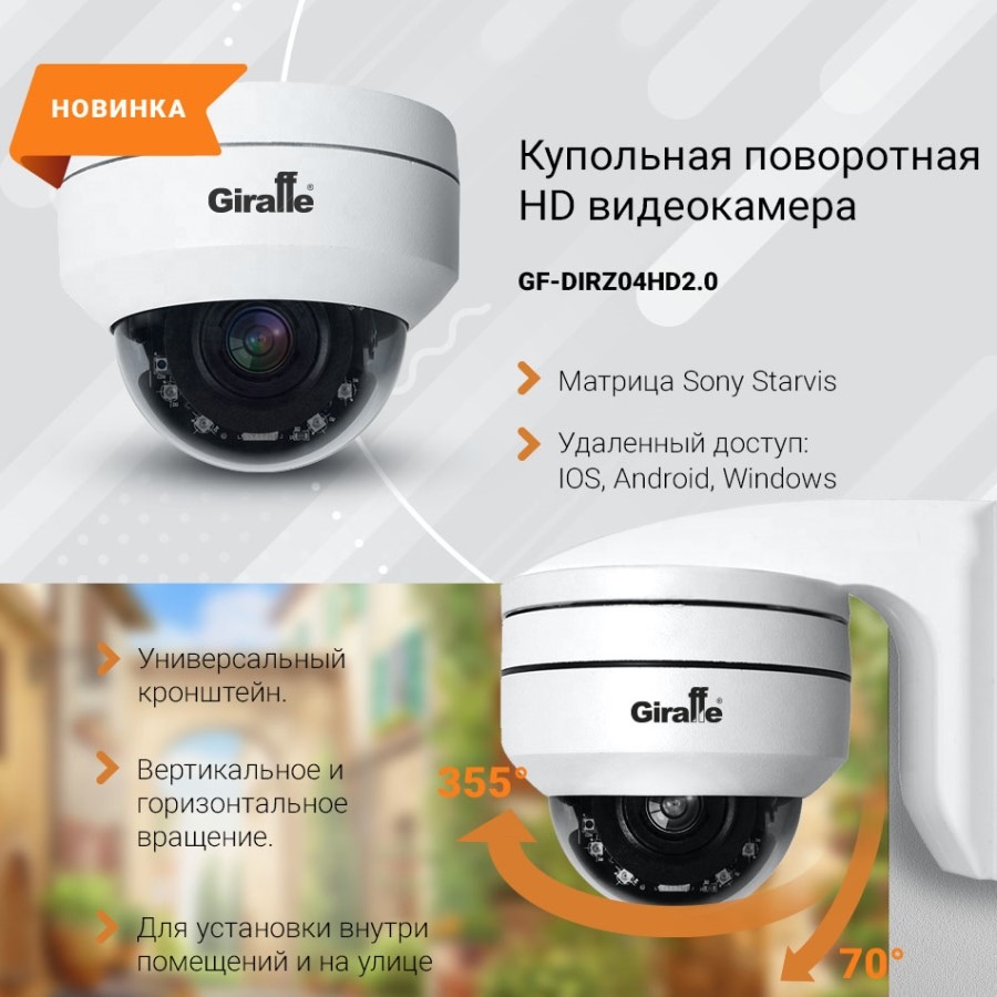 Поворотная HD видеокамера  GF-DIRZ04HD2.0